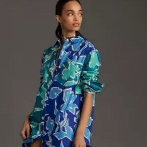 Anthropologie by Maeve Shirt-dress Blue/Green NEW 1X
